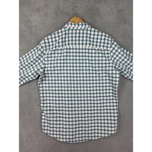 Gap Shirt Mens Large Green Plaid Gingham Button Down Classic Fit Linen Blend Men - Picture 6 of 8